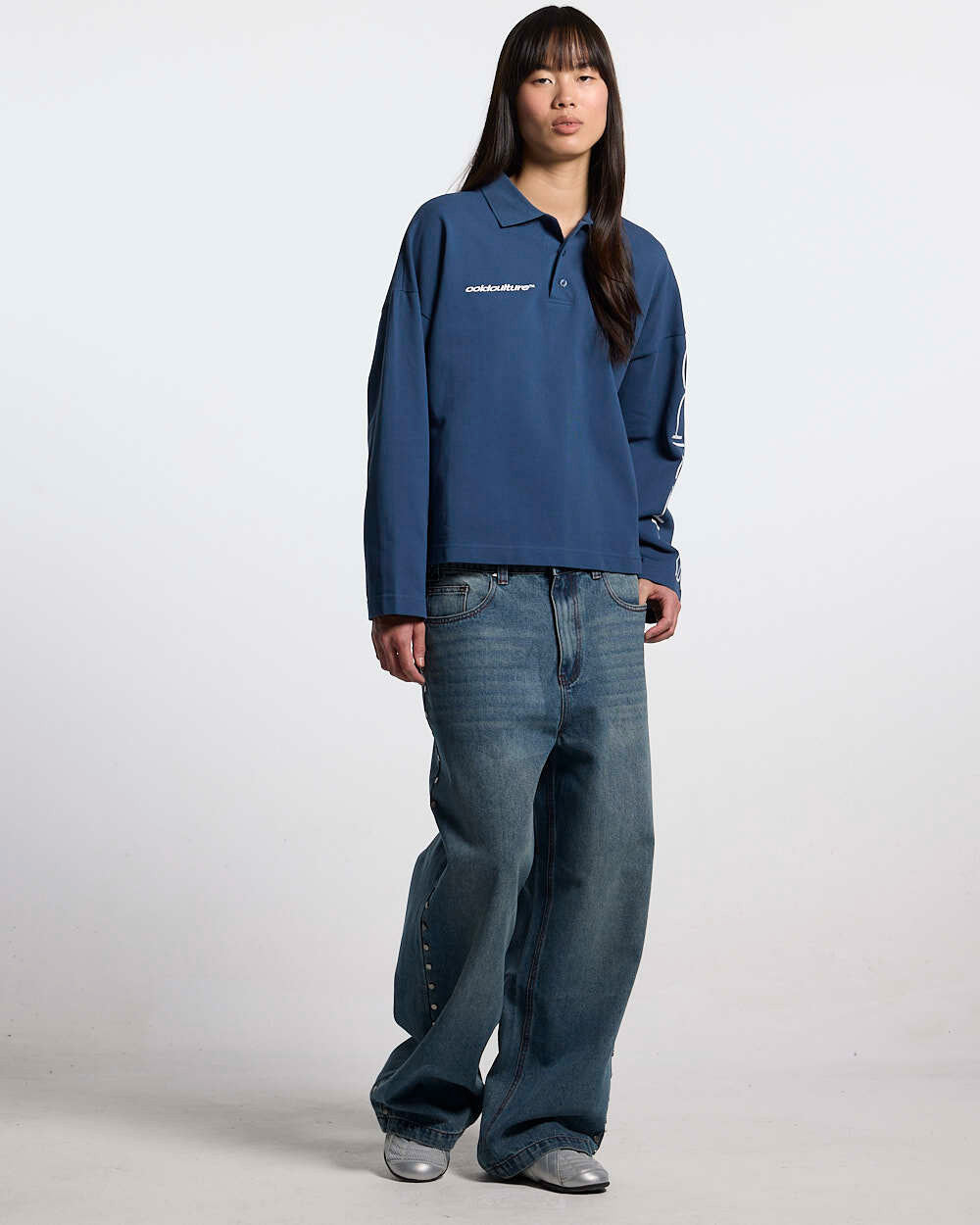 STUDS PANTS LIGHT BLUE DENIM