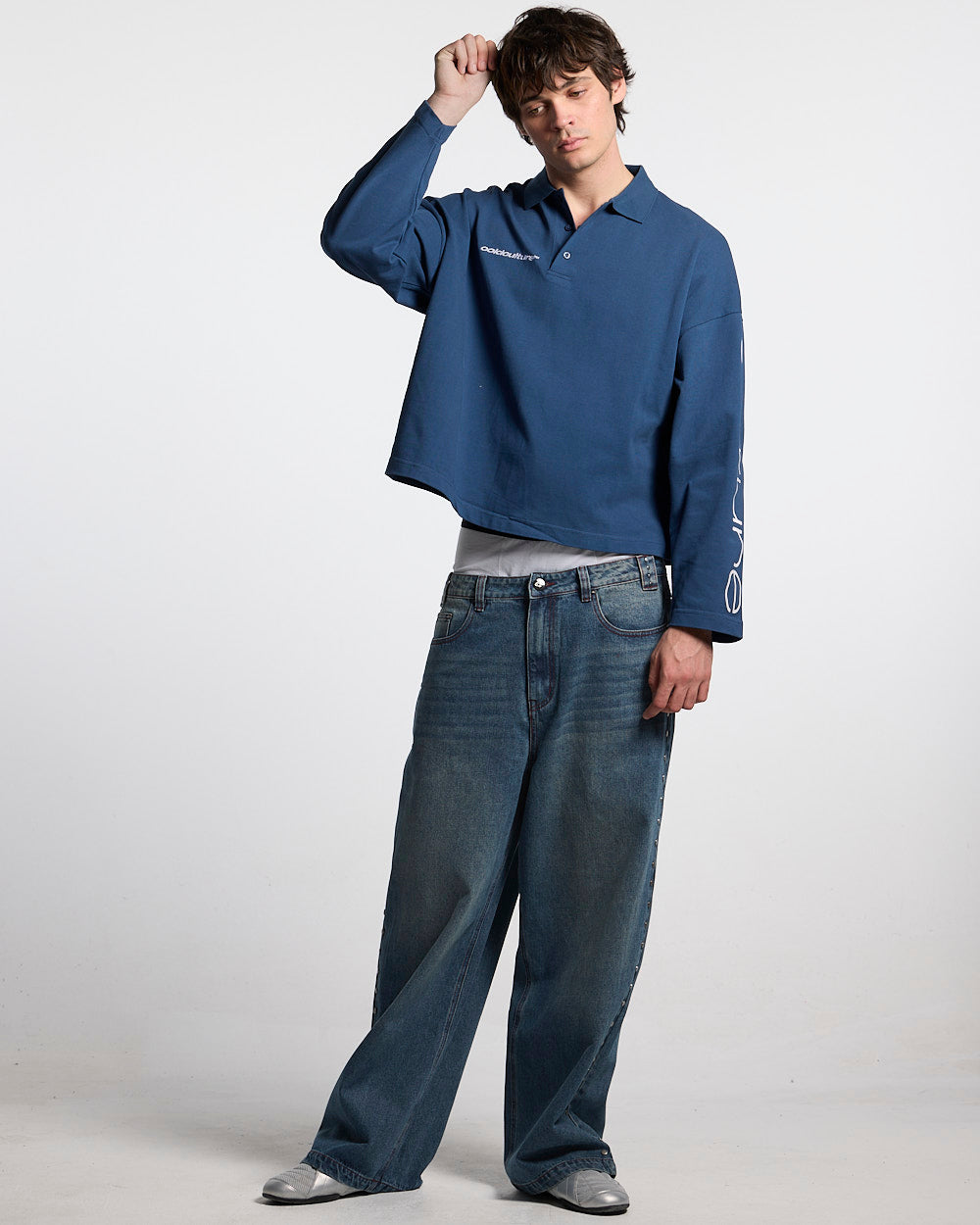 STUDS PANTS LIGHT BLUE DENIM