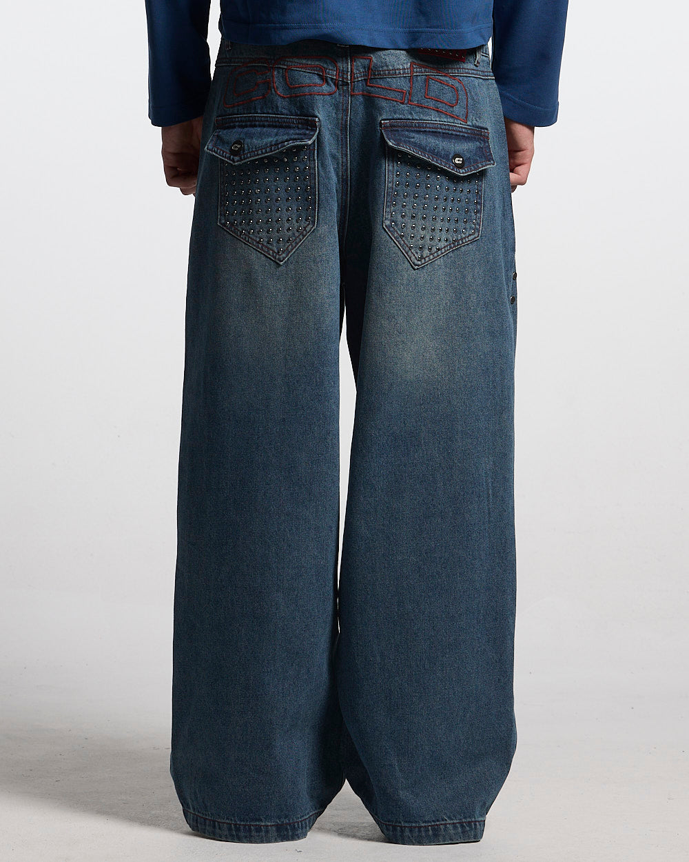 STUDS PANTS LIGHT BLUE DENIM