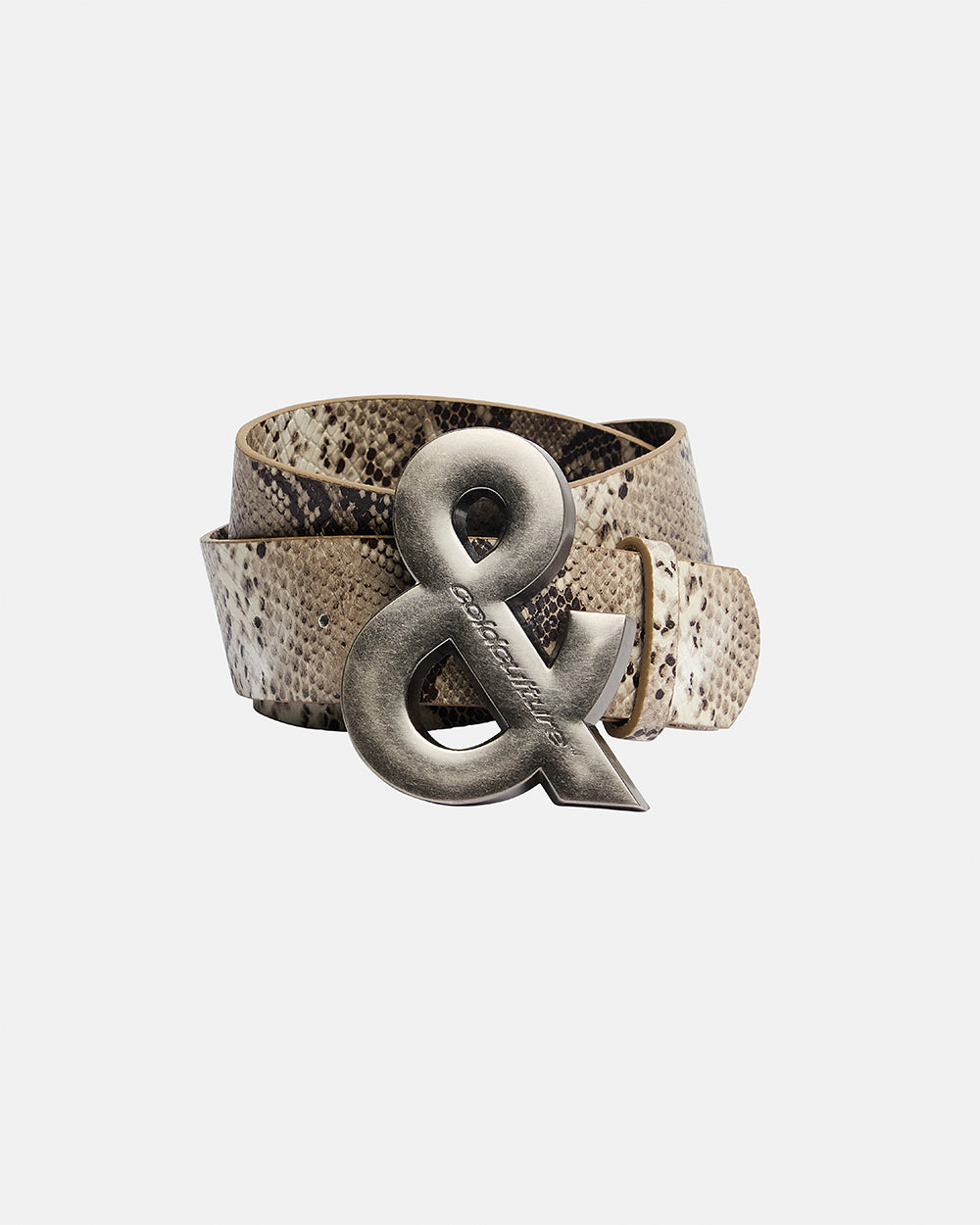 SNAKE & SKIN LEATHER BELT BEIGE