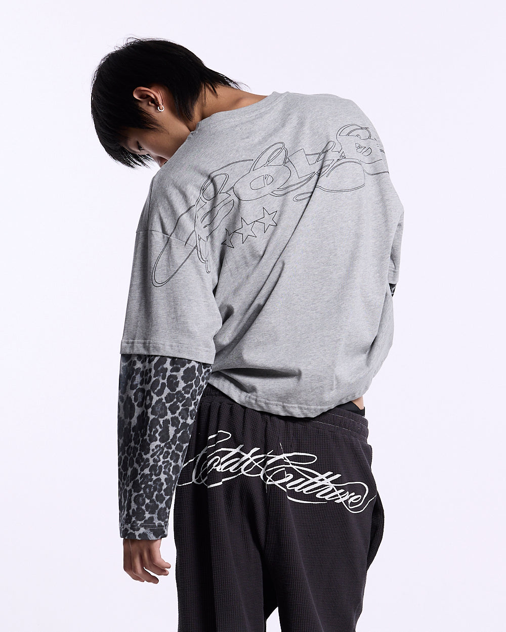 TABBY DOUBLE LONGSLEEVE TEE HEATHER GREY