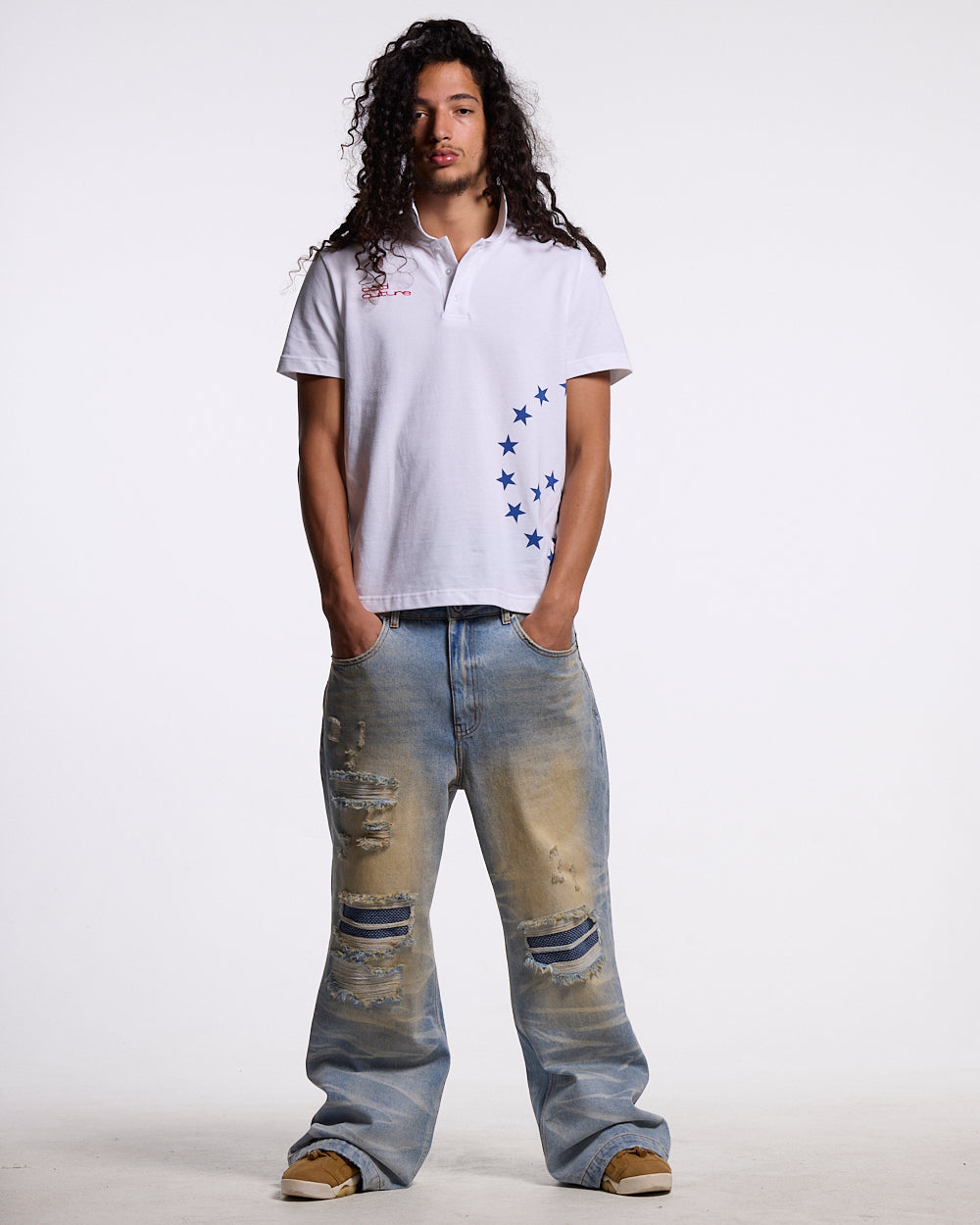 TATTERED PANTS LIGHT DENIM