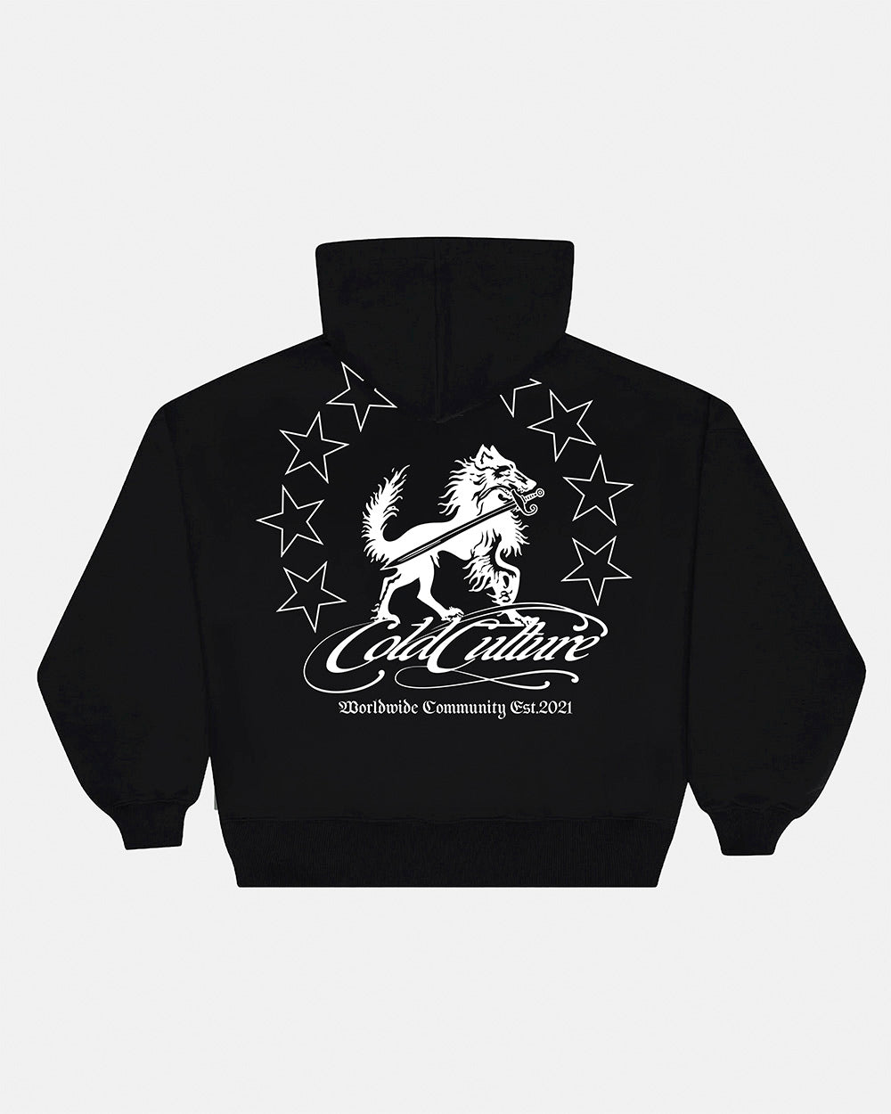 WOLFY HOODIE BLACK - Cold Culture #packshot