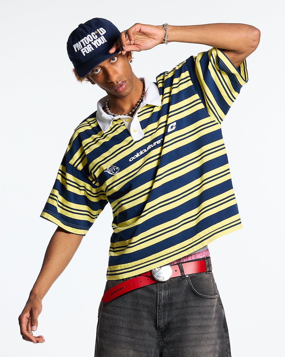 AEROSTRIPES POLO YELLOW/BLUE - COLD CULTURE