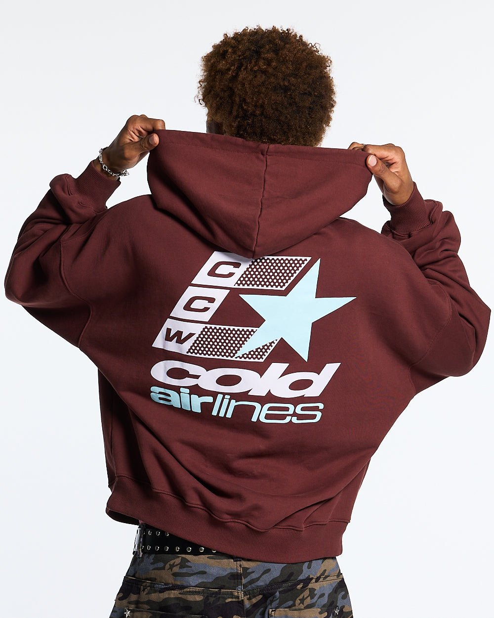 AIRLINES HOODIE BITTER CHOCOLATE - COLD CULTURE #man