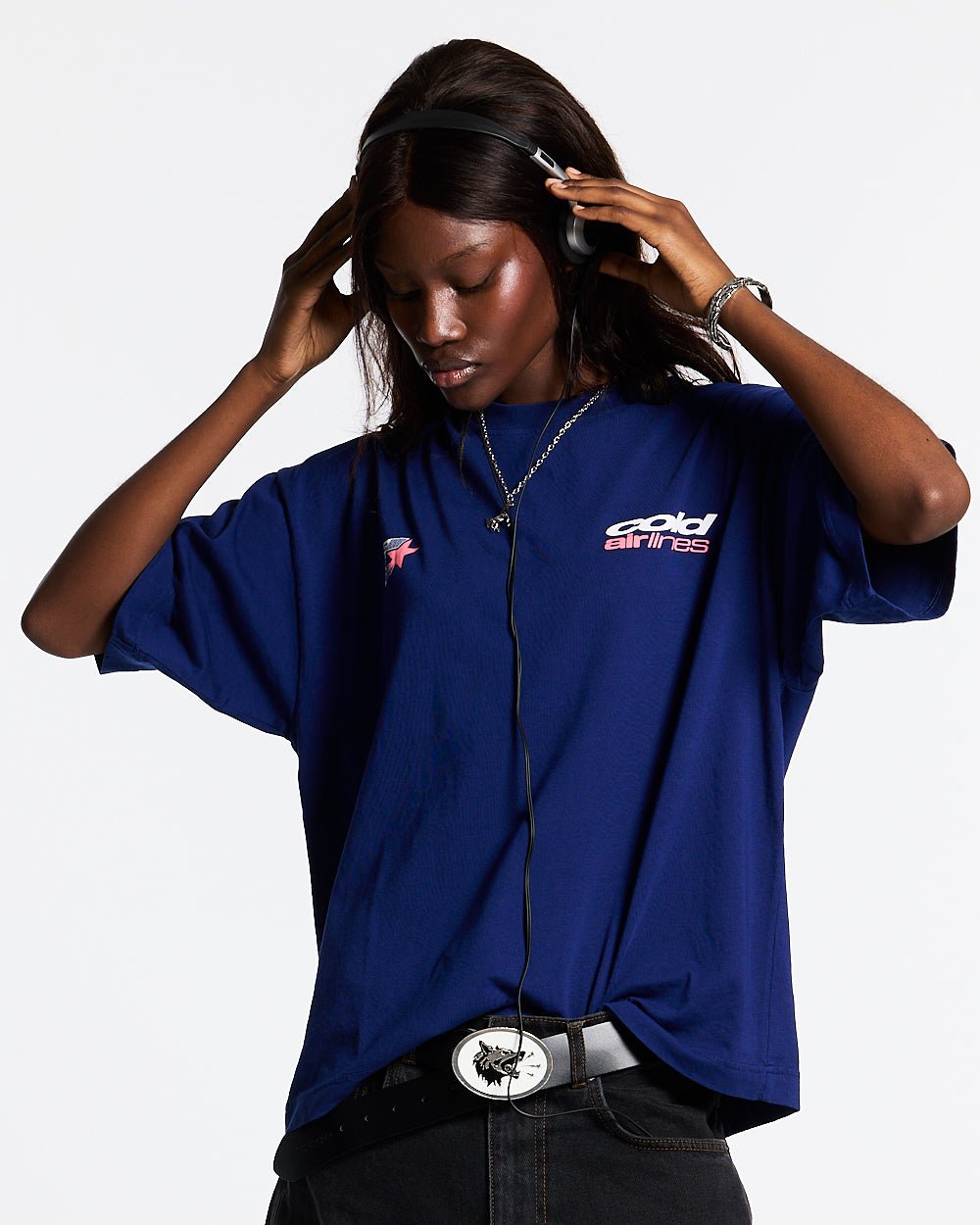 AIRLINES TEE INTENSE BLUE - COLD CULTURE