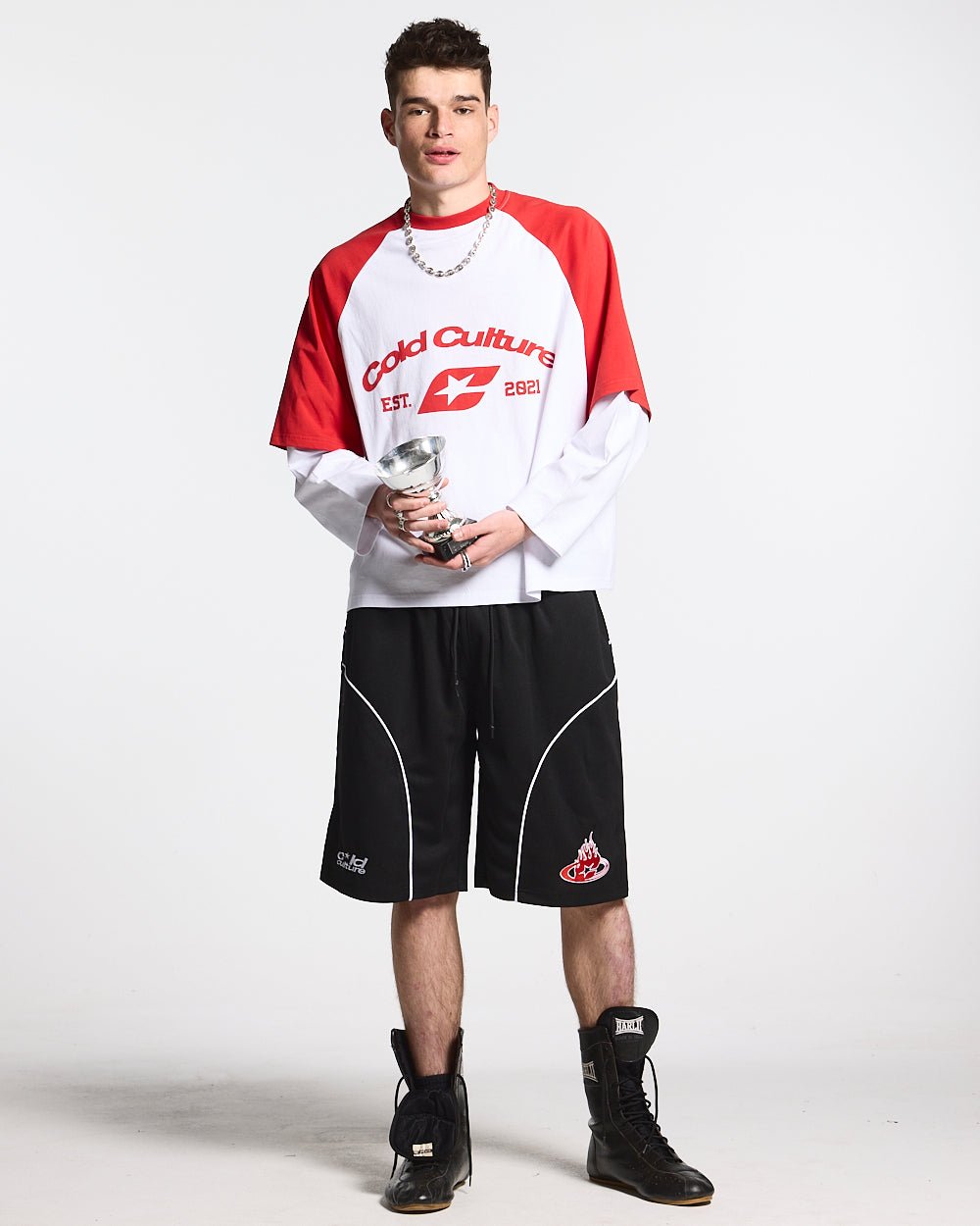 BASEBALL DOUBLE SLEEVE TEE WHITE/RED - COLD CULTURE #man