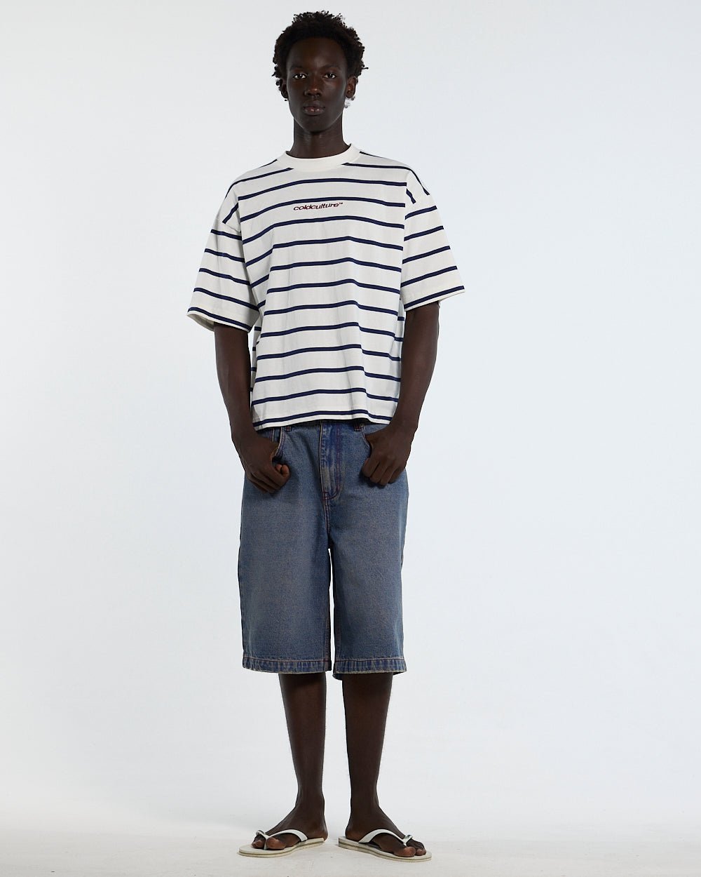 BAY STRIPE TEE WHITE - Cold Culture
