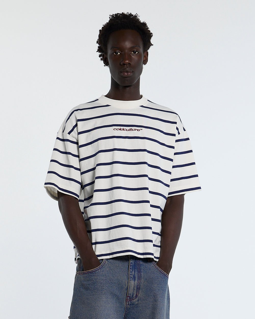BAY STRIPE TEE WHITE - Cold Culture