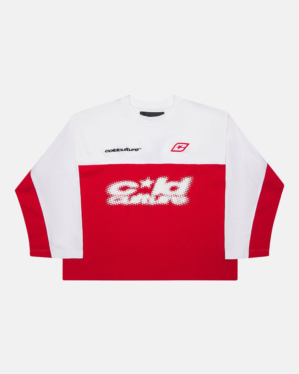 BICOLOR WAFFLE LONGSLEEVE RED & WHITE - Cold Culture