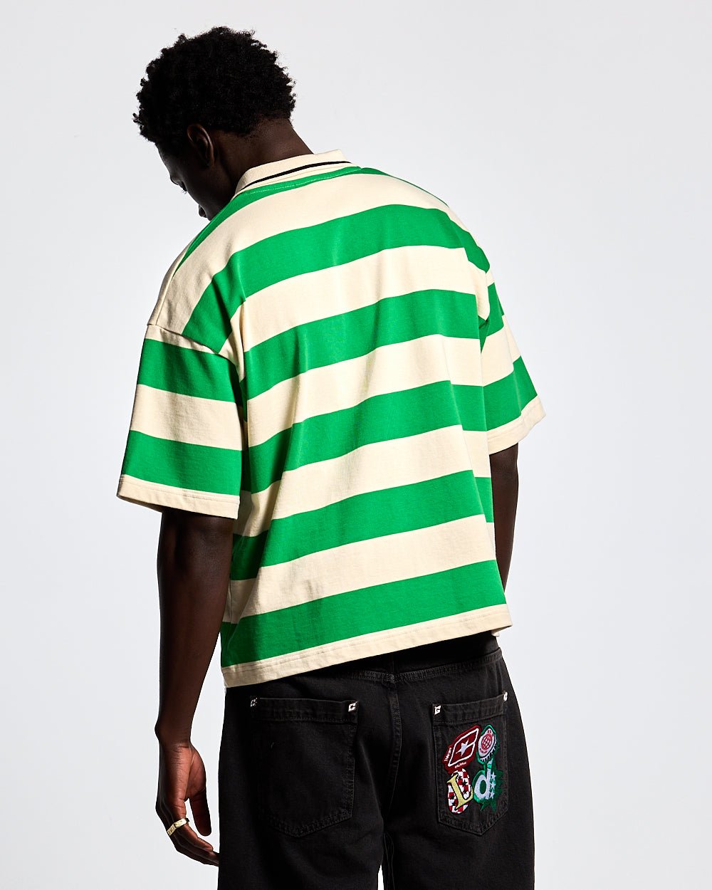 BIG STRIPES POLO T - SHIRT ARCADIAN GREEN - COLD CULTURE