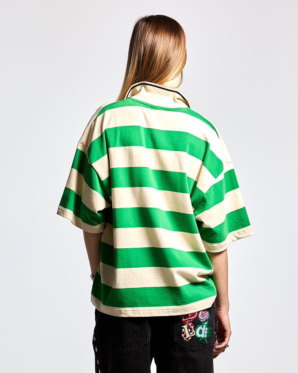 BIG STRIPES POLO T - SHIRT ARCADIAN GREEN - COLD CULTURE