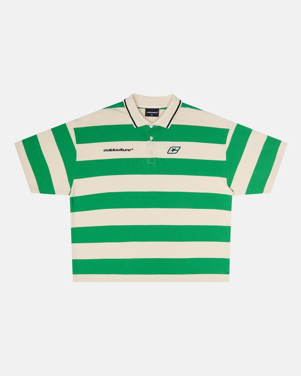BIG STRIPES POLO T - SHIRT ARCADIAN GREEN - COLD CULTURE