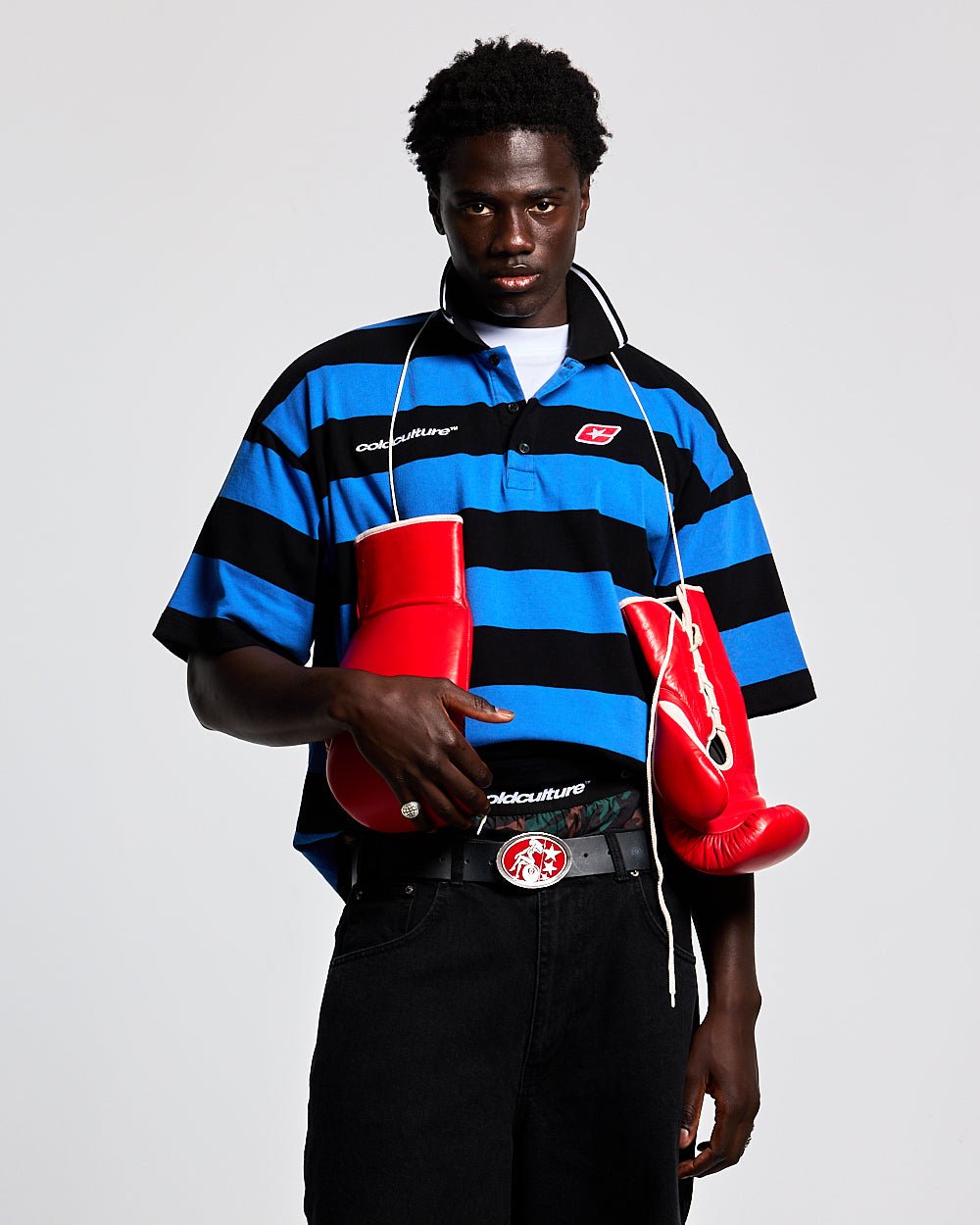 BIG STRIPES POLO T - SHIRT JASPER BLUE - COLD CULTURE #man