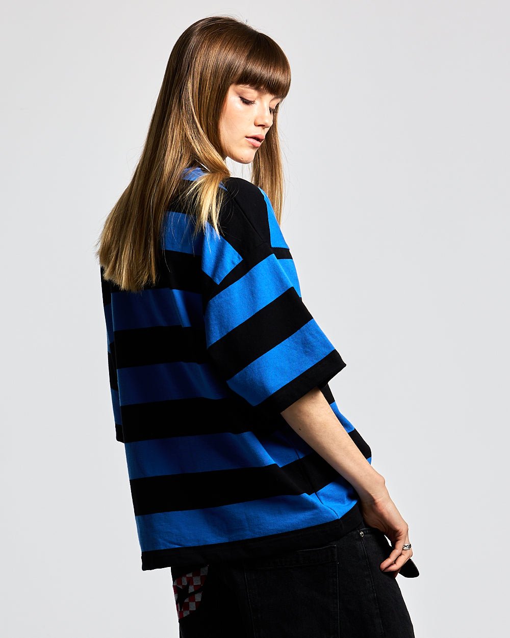 BIG STRIPES POLO T - SHIRT JASPER BLUE - COLD CULTURE