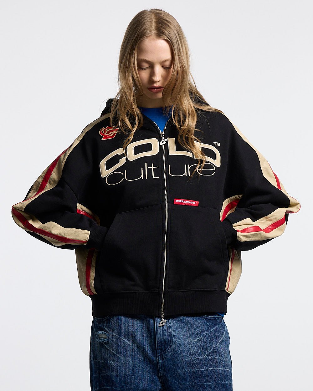 BIKER ZIP HOODIE BLACK - Cold Culture #woman