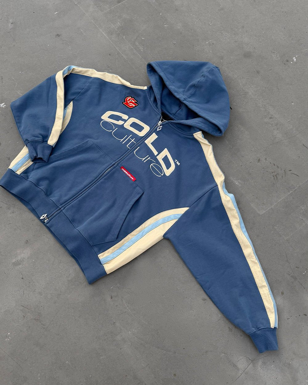 BIKER ZIP HOODIE NAVY - Cold Culture