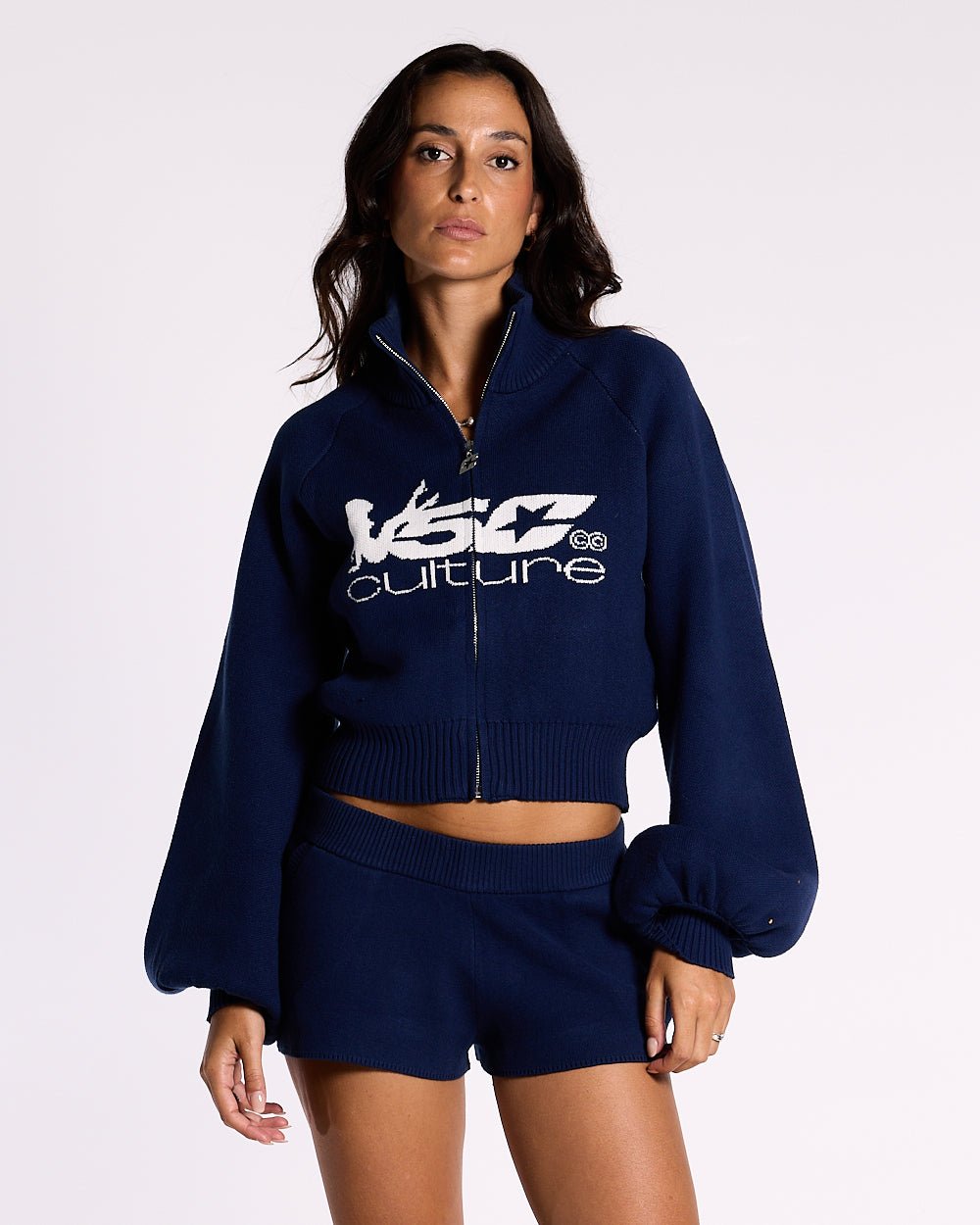 BODY LANGUAGE ZIP KNIT BLUEPRINT - COLD CULTURE #woman