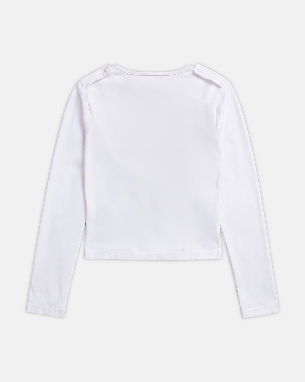 BREEZY LONGSLEEVE TEE WHITE - white henley longsleeve tee, back view - Cold Culture