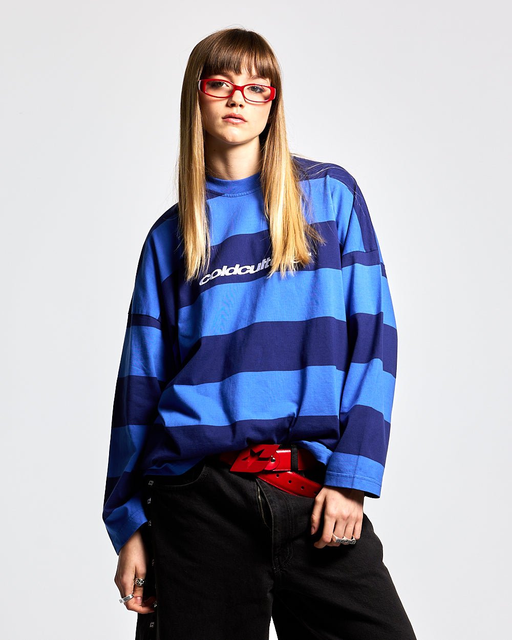 BURNIN STRIPES LONGSLEEVE BLACK AND BLUE - COLD CULTURE