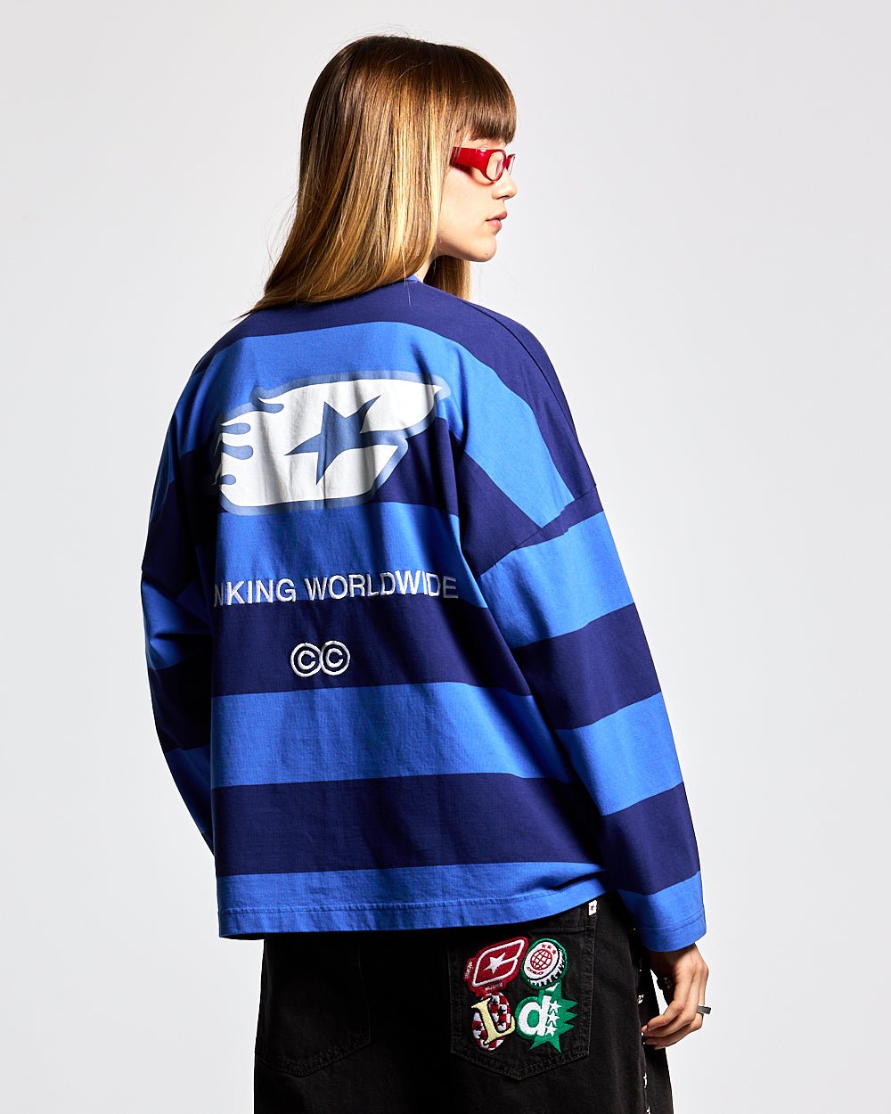 BURNIN STRIPES LONGSLEEVE BLACK AND BLUE - COLD CULTURE