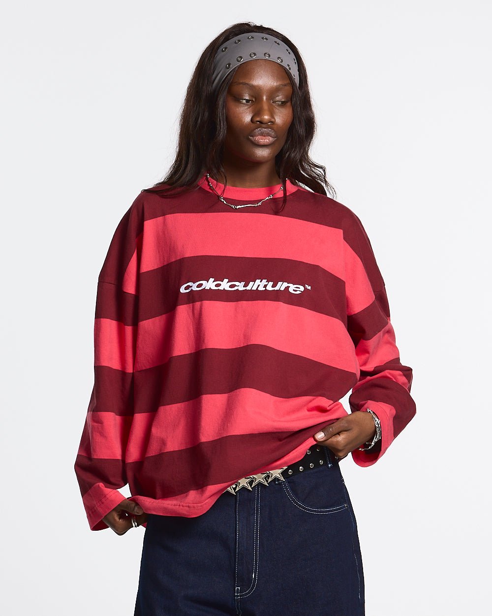 BURNIN STRIPES LONGSLEEVE BURGUNDY - COLD CULTURE