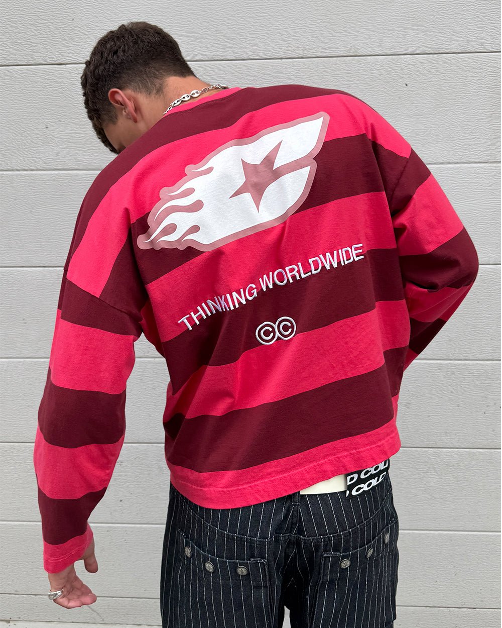 BURNIN STRIPES LONGSLEEVE BURGUNDY - COLD CULTURE