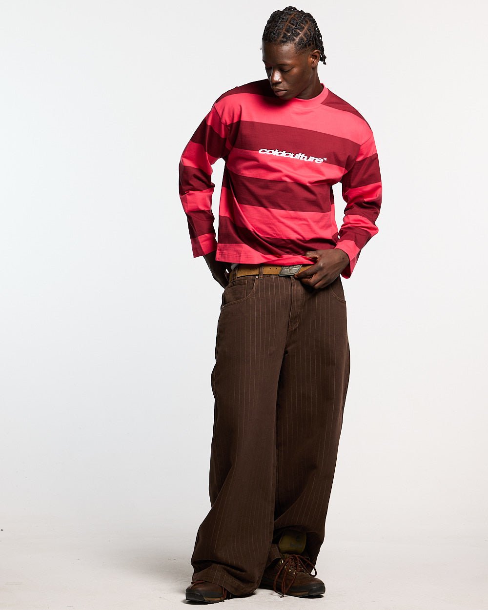 BURNIN STRIPES LONGSLEEVE BURGUNDY - Cold Culture