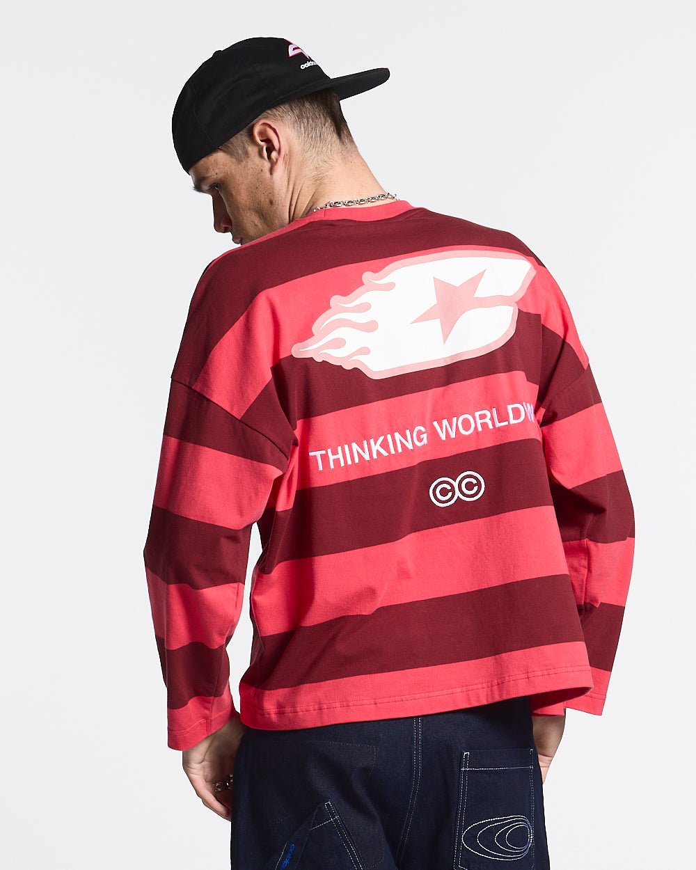 BURNIN STRIPES LONGSLEEVE BURGUNDY - COLD CULTURE