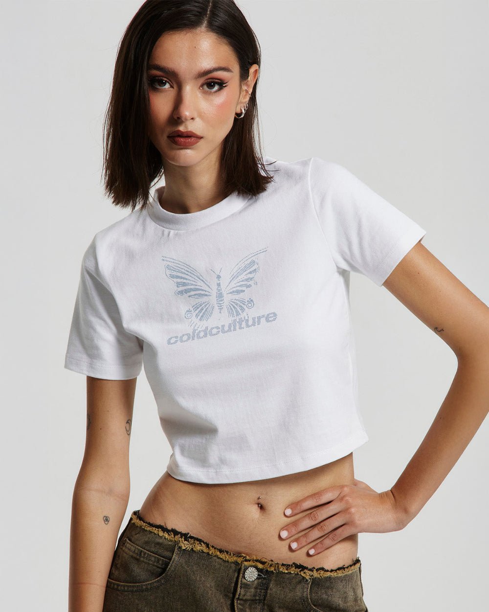 BUTTERFLY BABY TEE WHITE - COLD CULTURE