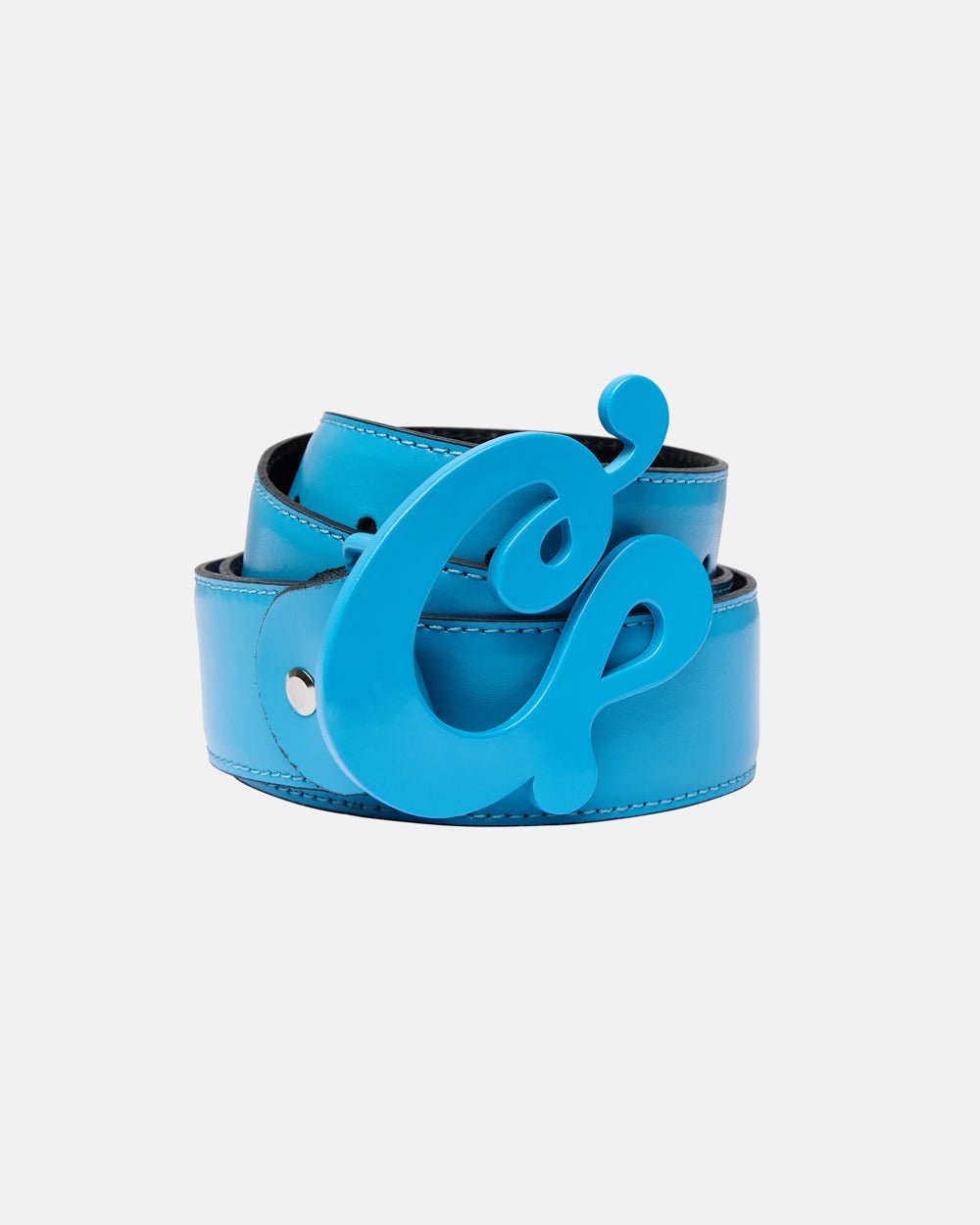 C CURL LEATHER BELT BLUE - Cold Culture