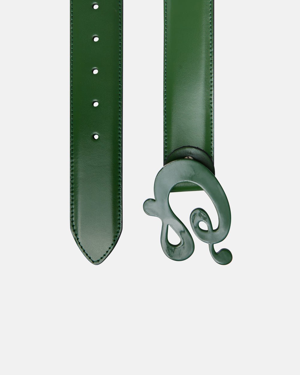 C CURL LEATHER BELT GREEN - Cold Culture