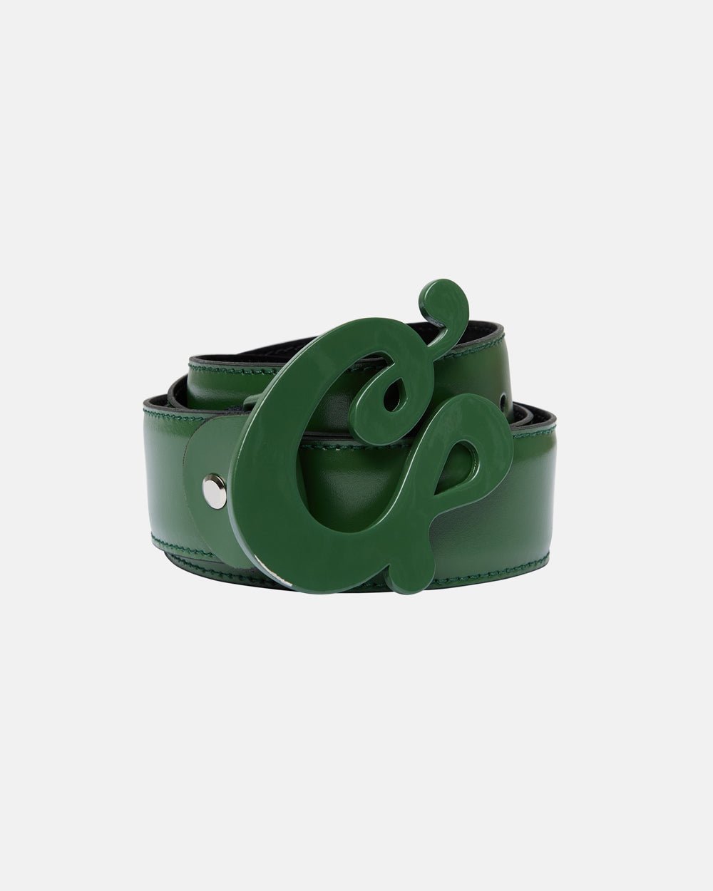 C CURL LEATHER BELT GREEN - Cold Culture