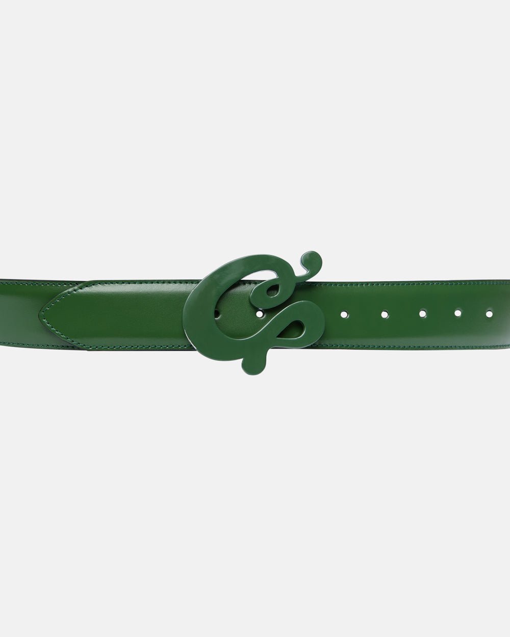 C CURL LEATHER BELT GREEN - Cold Culture