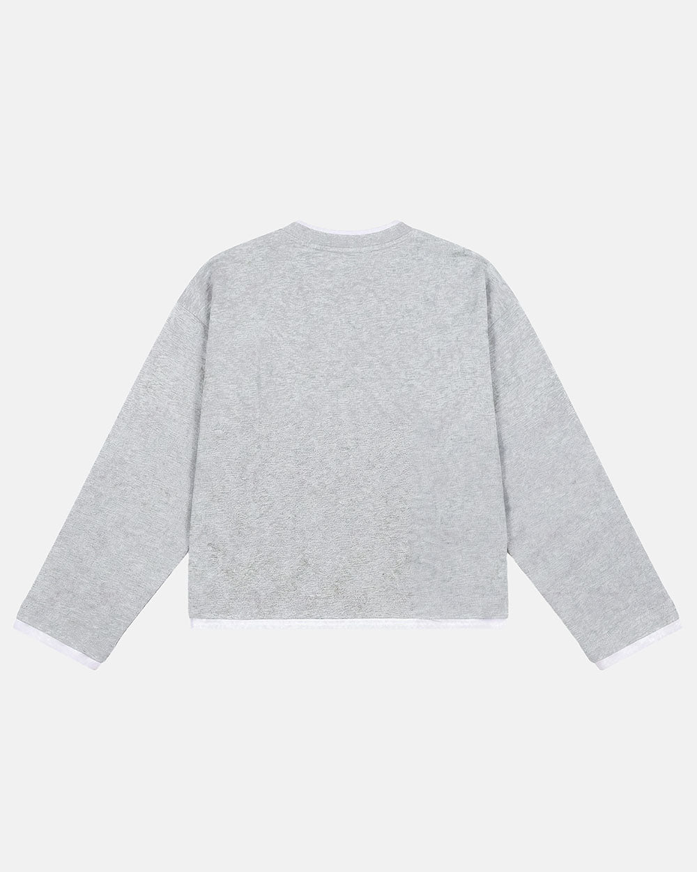 CAPUCCINO LONGSLEEVE HEATHER GREY - heather grey longsleeve tee, back view - Cold Culture