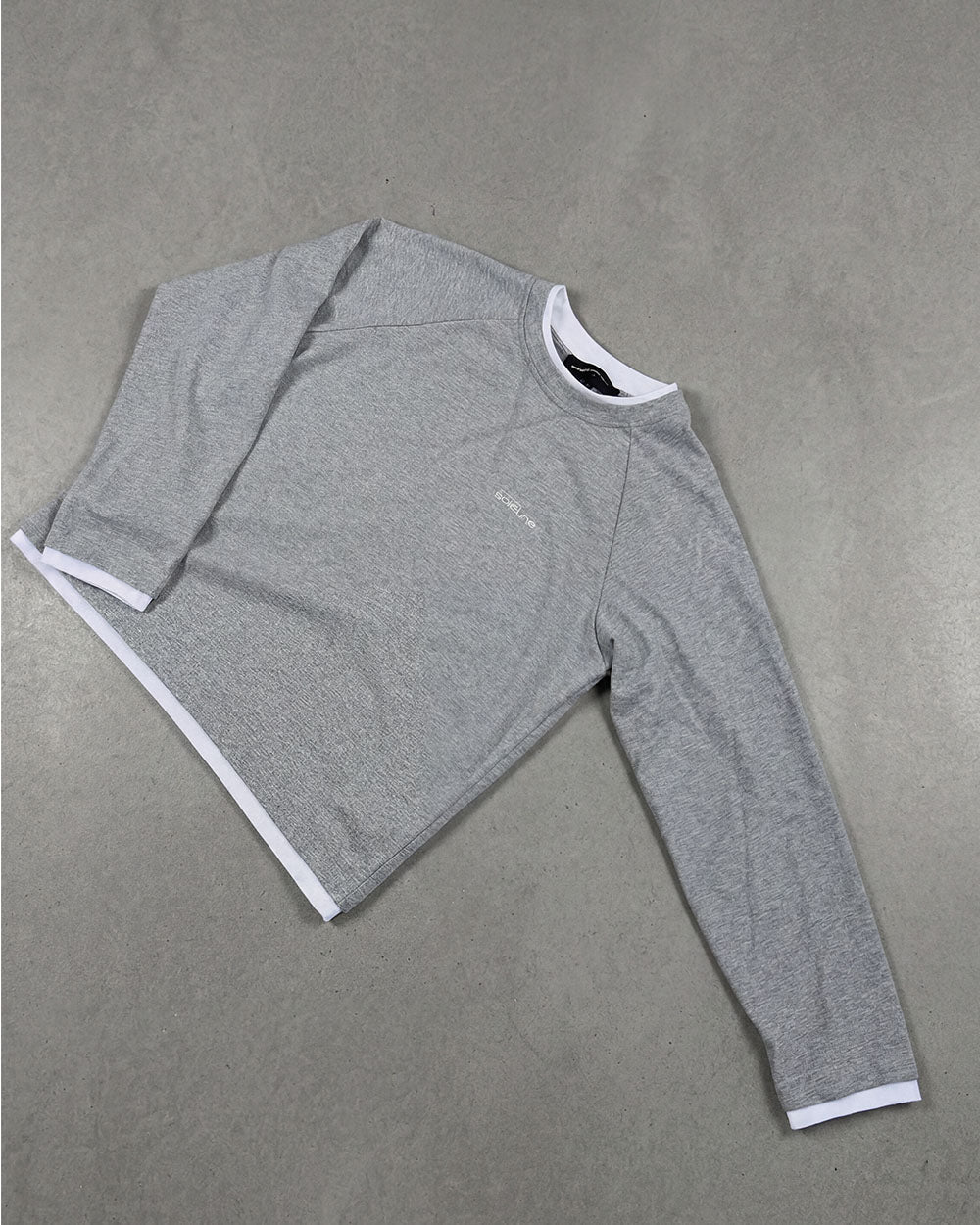 CAPUCCINO LONGSLEEVE HEATHER GREY - heather grey longsleeve tee, flat lay - Cold Culture