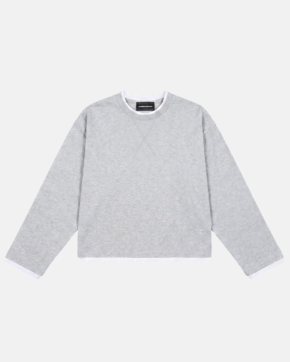 CAPUCCINO LONGSLEEVE HEATHER GREY - heather grey longsleeve tee, front view - Cold Culture