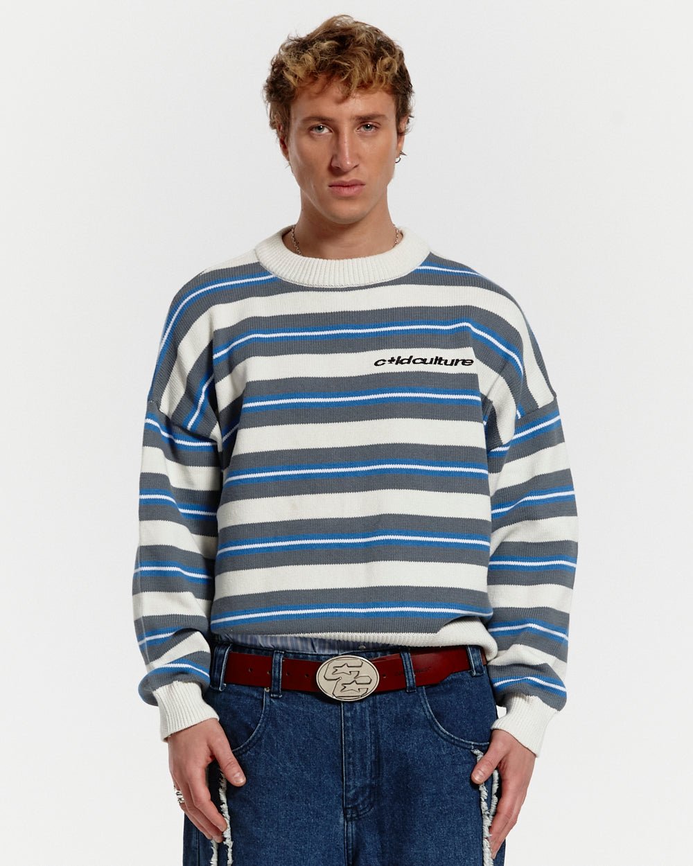 CASINO STRIPES KNIT WHITE MIST - COLD CULTURE