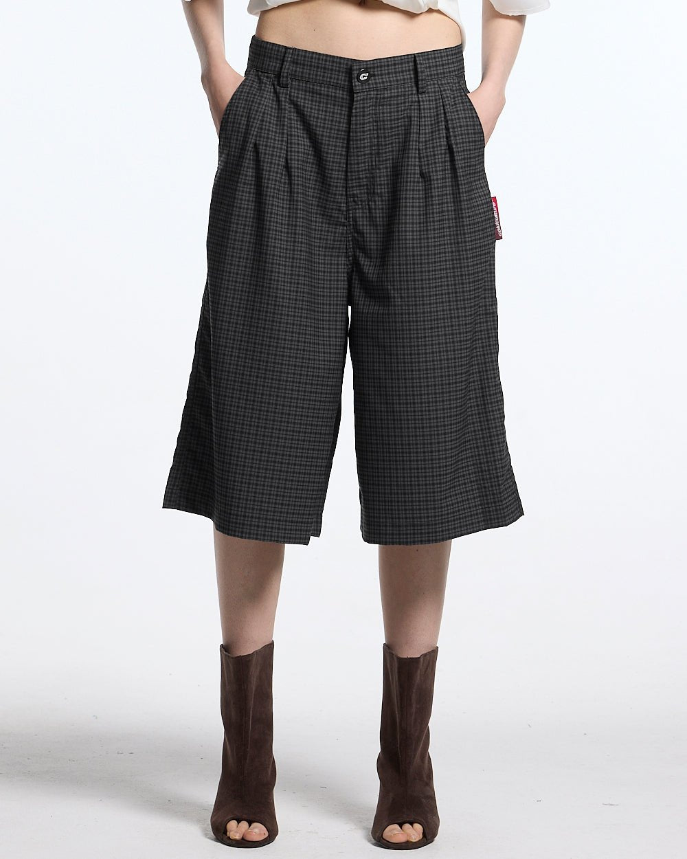 CHECK PARACHUTE JORT DARK GREY - Cold Culture #woman