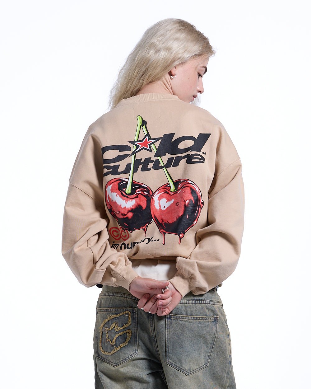 CHERRY CREWNECK BEIGE - COLD CULTURE
