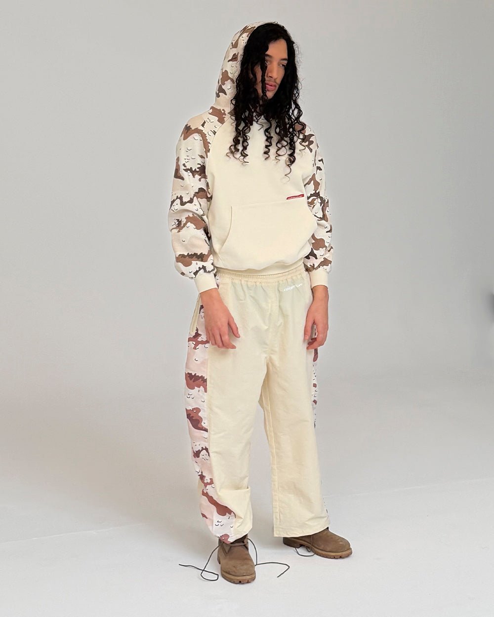 CHIPPED WAFFLE HOODIE BEIGE - Cold Culture