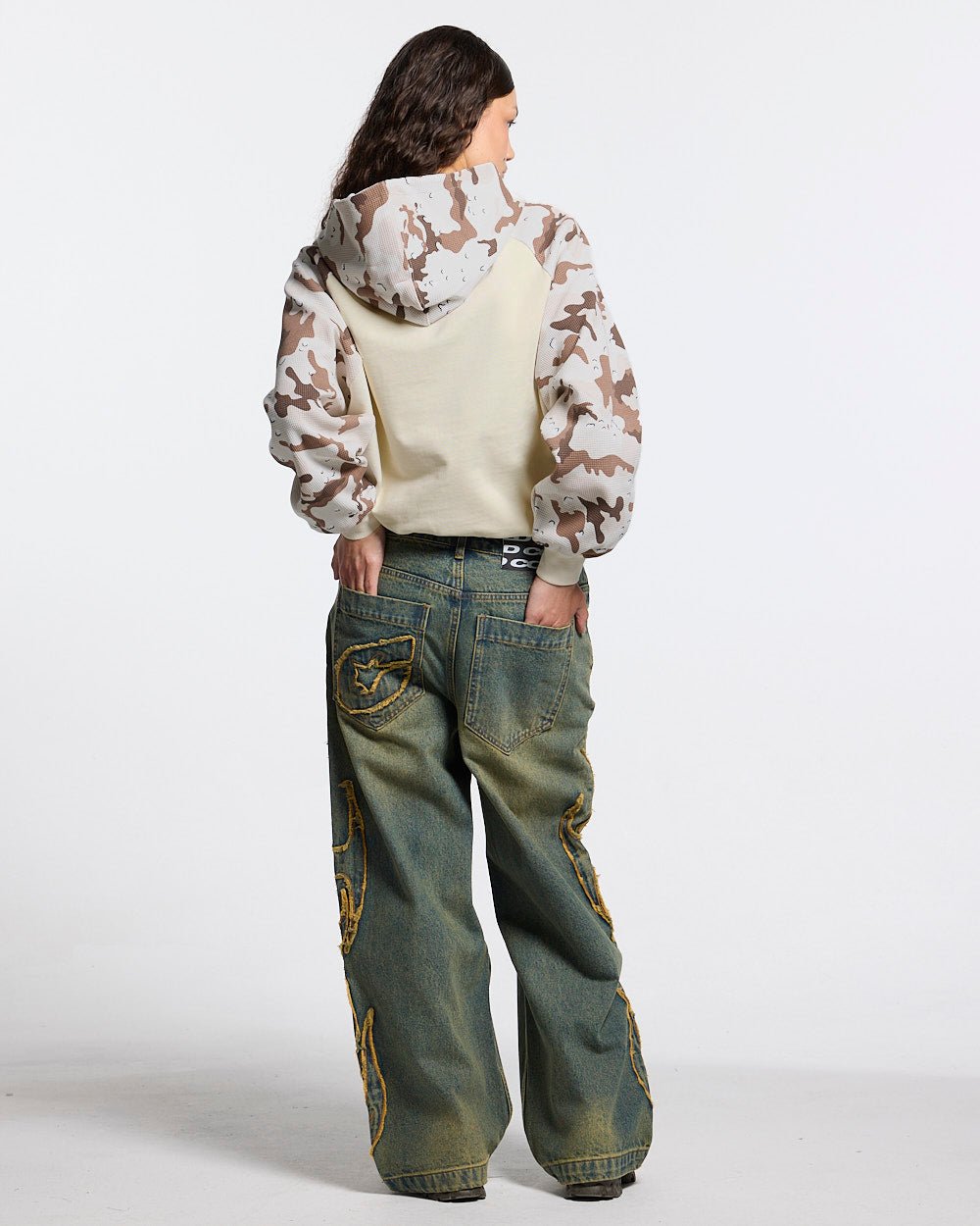 CHIPPED WAFFLE HOODIE BEIGE - #woman