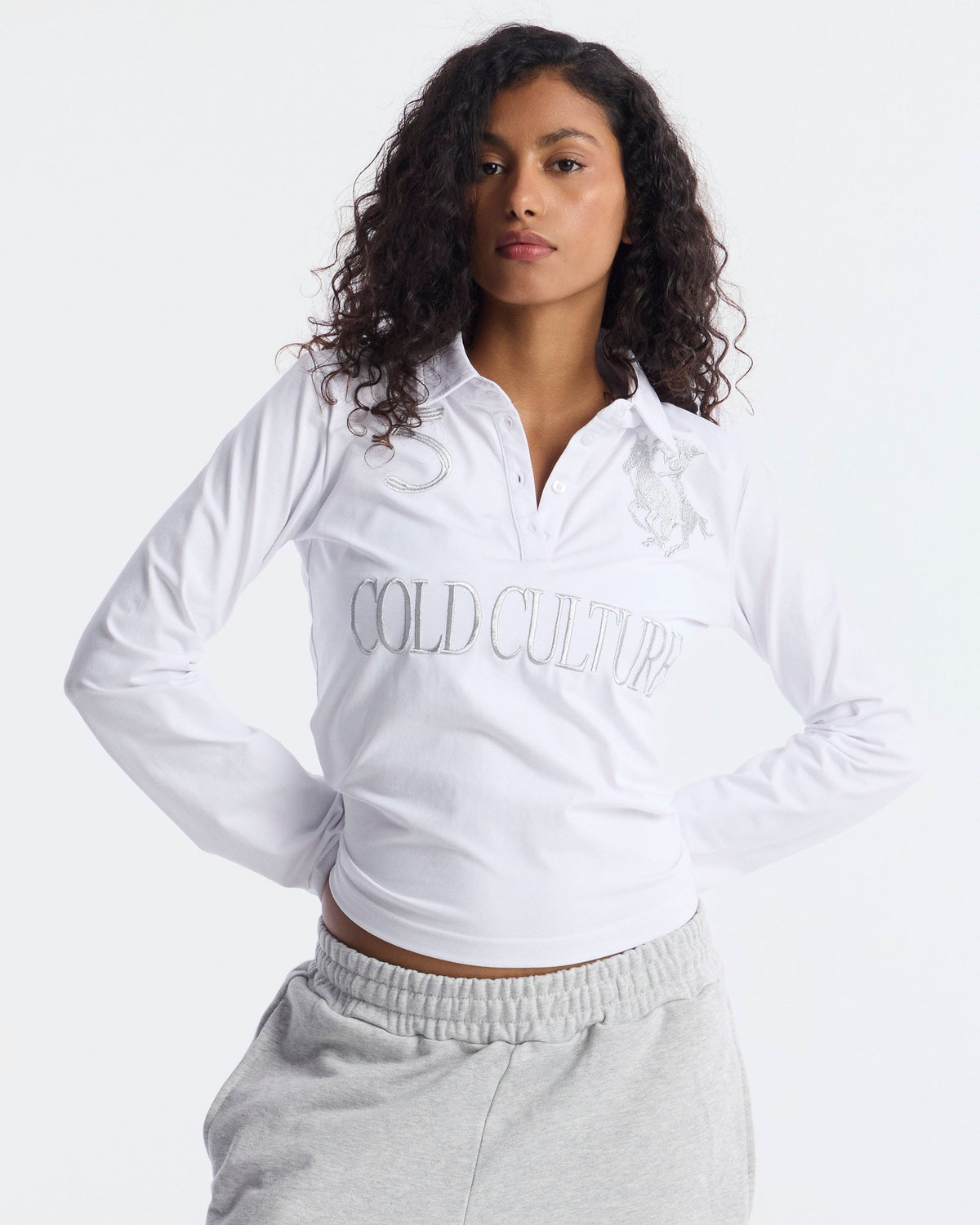 CLUB LONGSLEEVE POLO WHITE - Cold Culture