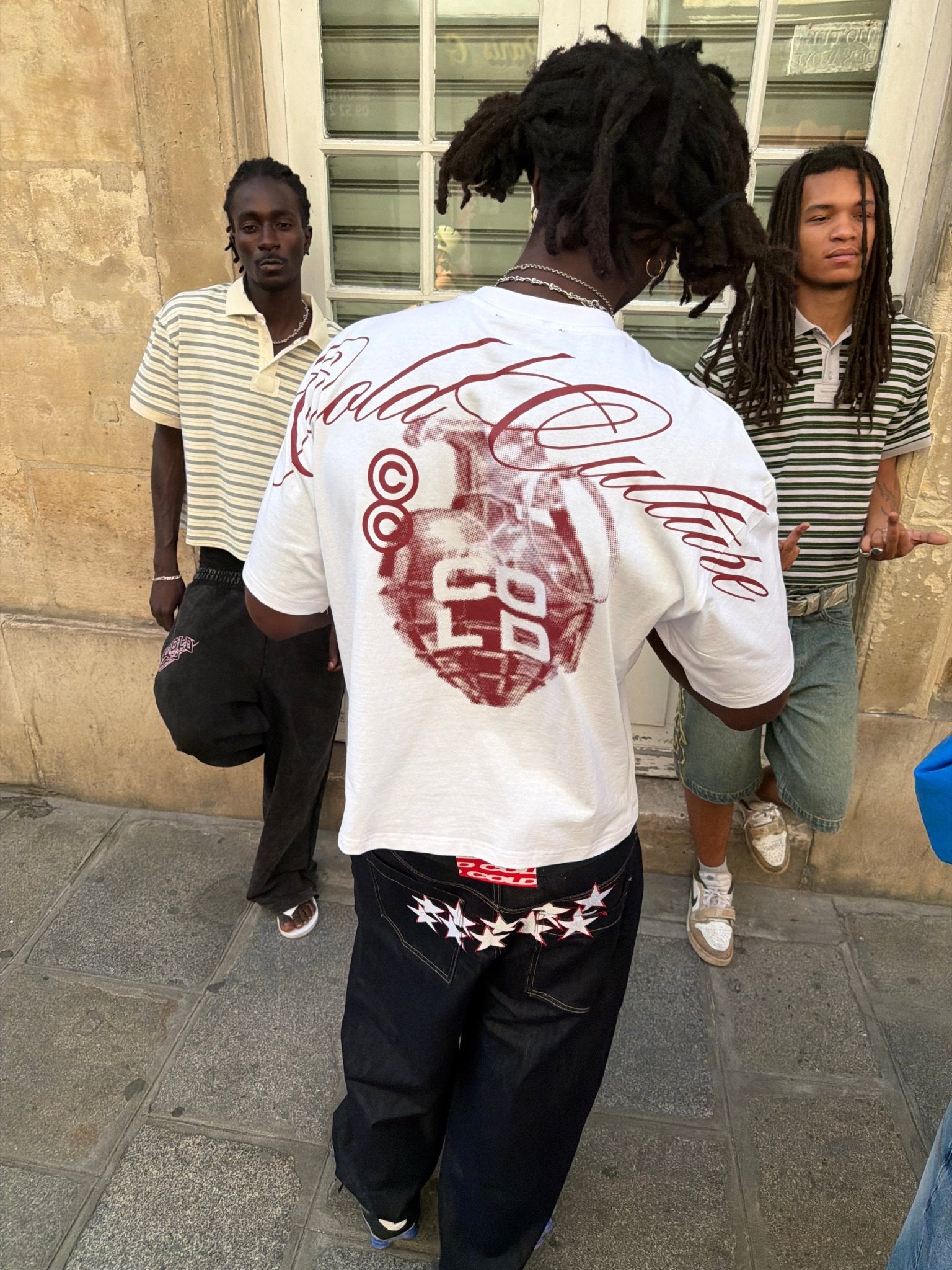 COLD HEARTS TEE WHITE - white graphic print tee, street style shot - Cold Culture
