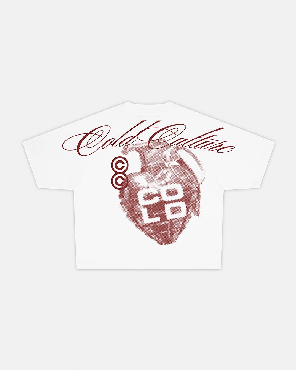 COLD HEARTS TEE WHITE - white graphic print tee, back view - Cold Culture