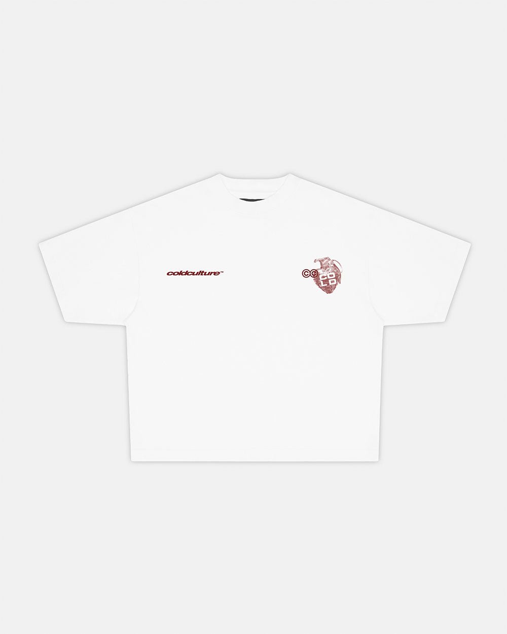 COLD HEARTS TEE WHITE - white graphic print tee, front view - Cold Culture