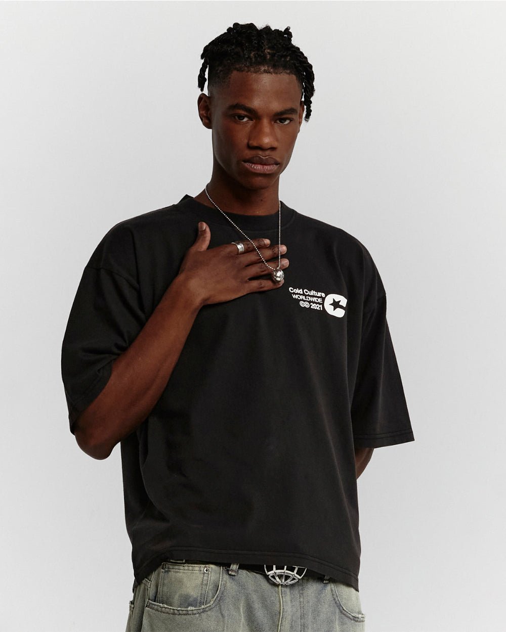 COLD LOGOS TEE BLACK - COLD CULTURE