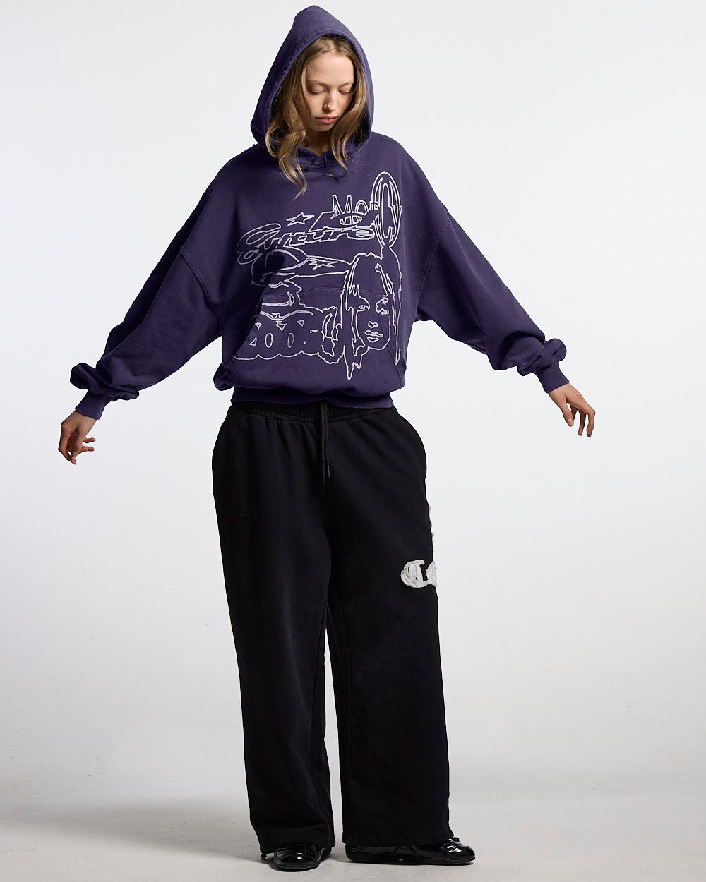 COOL CAP HOODIE MID BLUE WASHED - Cold Culture #woman