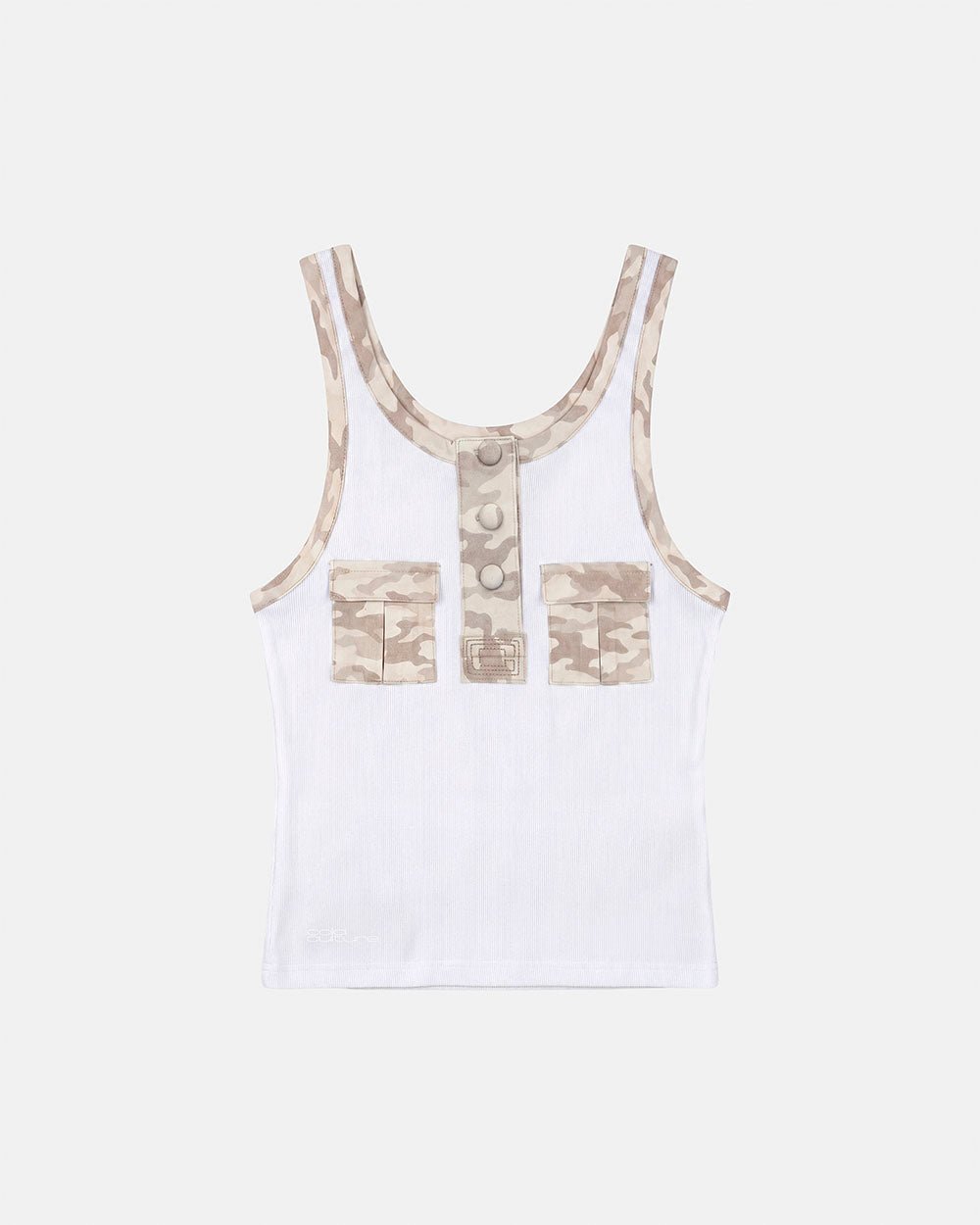 CORE TANK TOP WHITE - white ribbed tank top, front view - Cold Culture
