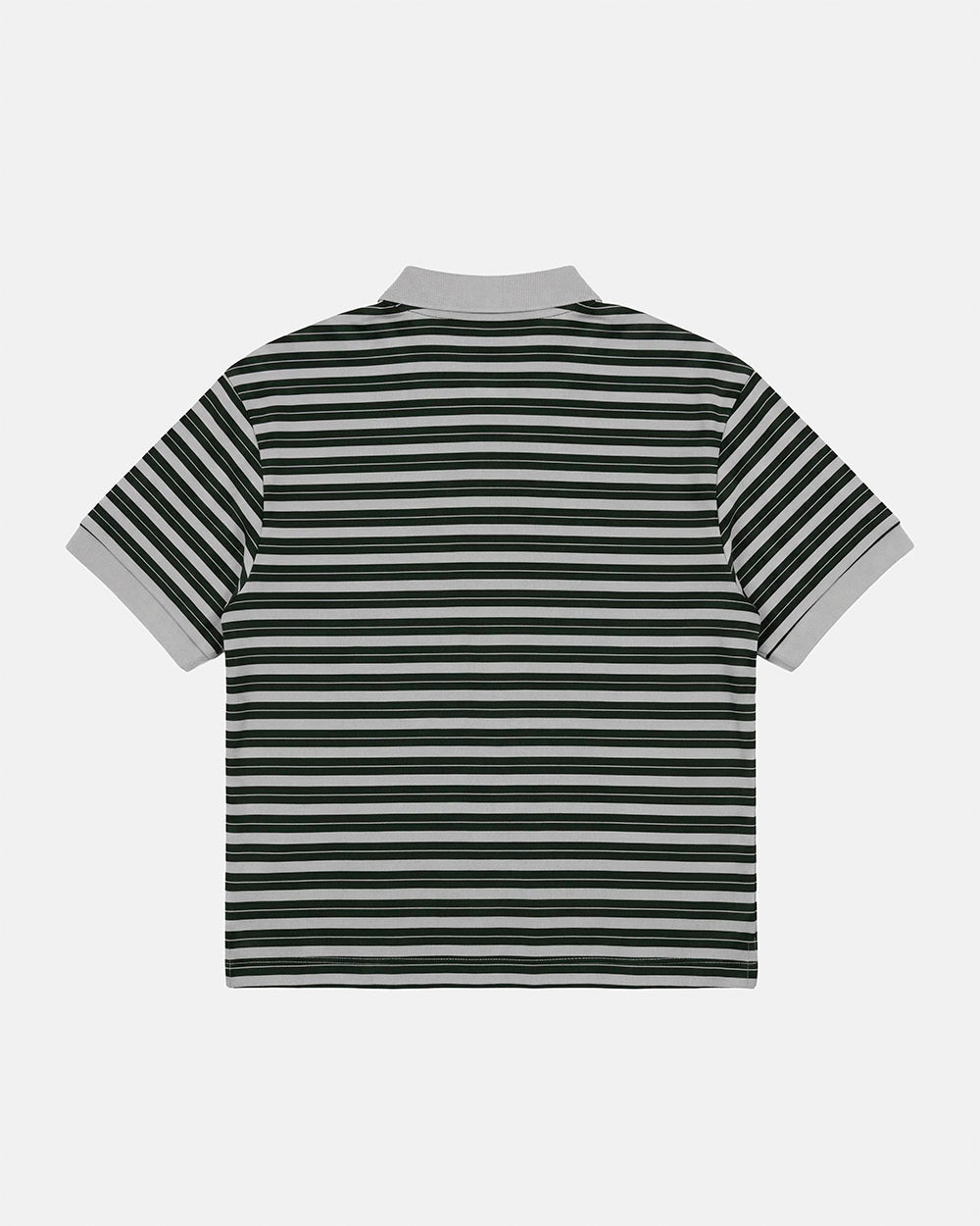 COURT FIELD KNIT POLO GREEN - green striped knit polo, back view - Cold Culture